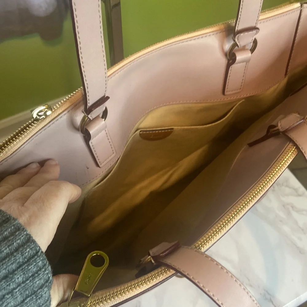 🇫🇷✨CHLOE✨Double Zip Laptop/Tote Rosewater Pink Leather with COA and Chloe dusty🌸 - Picture 4 of 15